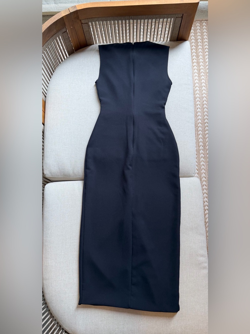 Zara Black Sleeveless Midi Dress with Gold Buttons & Belt - Picture 2 of 5